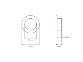 Nierdzewne oczko metalowe wzmocnione  9,5/21/7 mm złoto