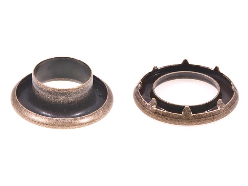 ROSTFREI  ÖSE AUS METALL MIT UNTERLEGSCHEIBE 15,5/28/9,5 MM ALTGOLD 100 ST.