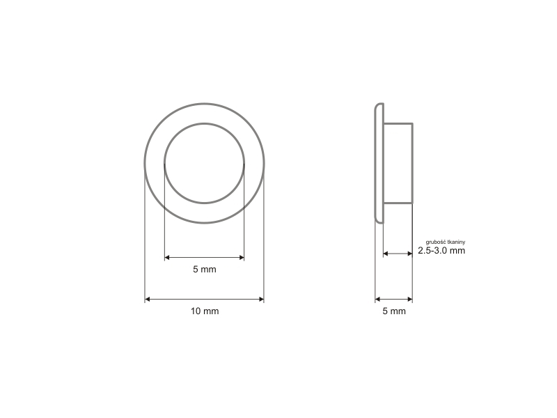 METAL   EYELET WITH GROMMET 5/10/5 MM NICKEL 1000 PCS
