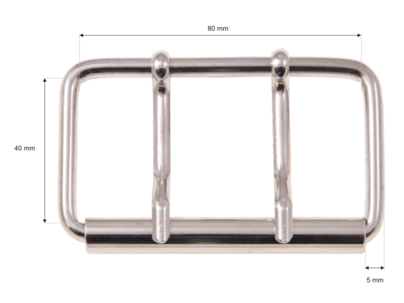 METAL ROLLER BUCKLE DOUBLE 80/40/5,5 MM NICKEL  WIRE 1 PCS
