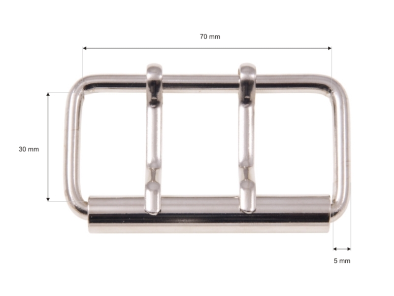 METAL ROLLER BUCKLE DOUBLE 70/30/5 MM NICKEL WIRE  10 PCS