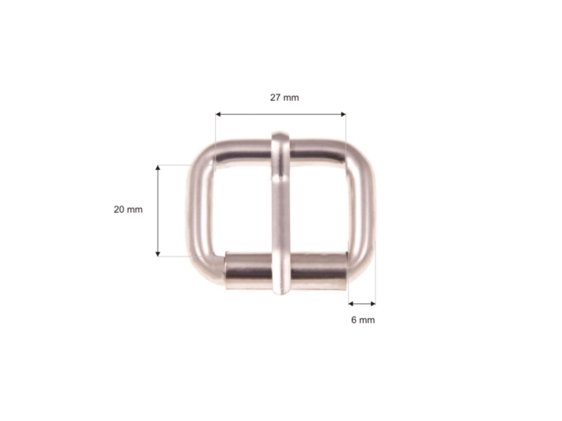 EXTRA MATT METAL ROLLER BUCKLE SINGLE 27/20/6 MM  MATT NICKEL WIRE 1 PCS