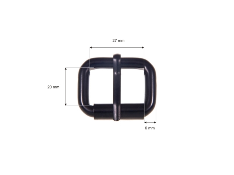 EXTRA MATT METAL ROLLER BUCKLE SINGLE 27/20/6 MM  MATT BLACK WIRE 1 PCS