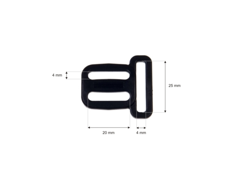 Plastic slide buckle 20/25 mm ernest black (0324-8800) 100 pcs