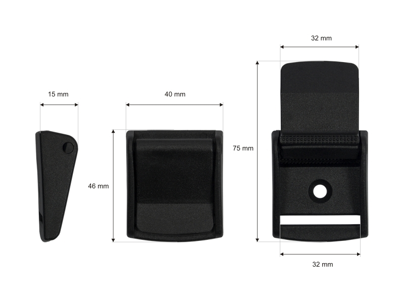 Klemmschnalle für  Gurtband 32 mm Zenon Schwarz 100  st.