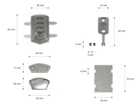 Zamek do teczki metalowy 40/62 mm a164 nikiel