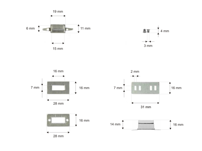 Briefcase lock 28/16 mm jadwiga nickel 1 pcs