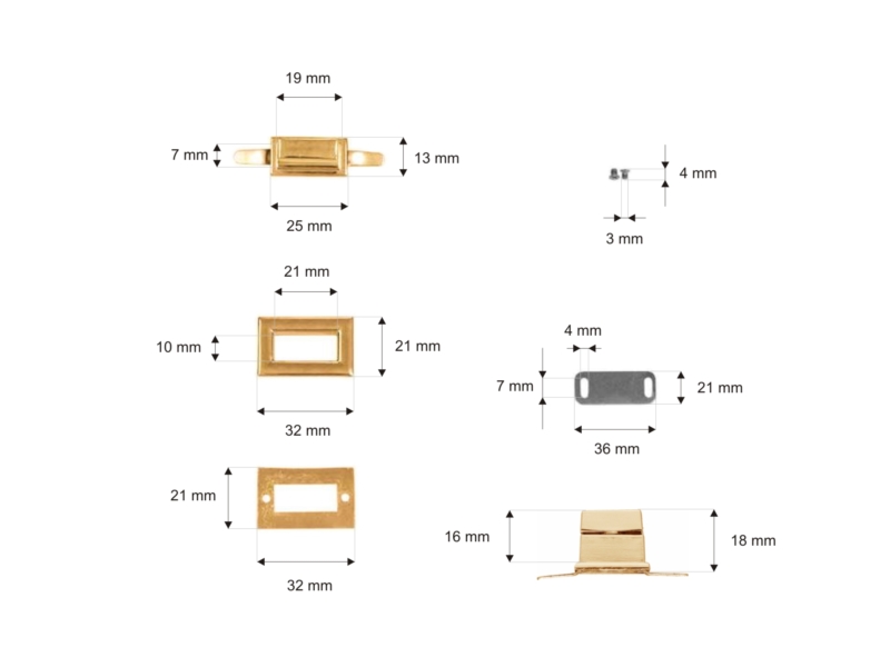 Briefcase lock 32/21 mm jadwiga gold 10 pcs