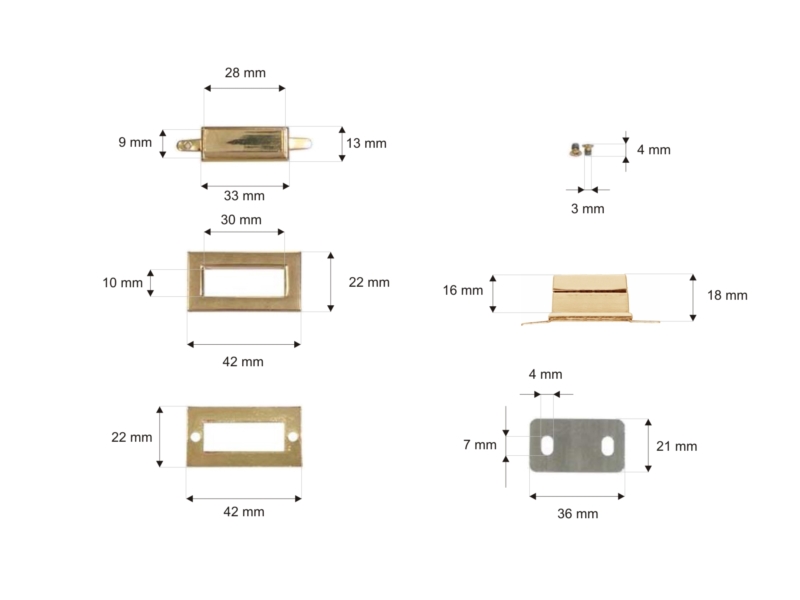 Mappenverschluss aus metall 42/22 mm jadwiga gold 10 st.