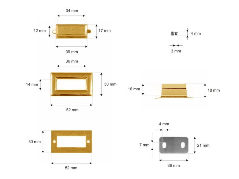 Briefcase lock 52/30 mm jadwiga gold 1 pcs
