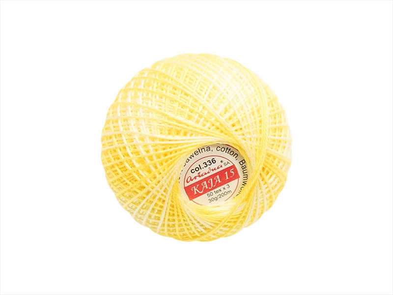 BAVLNĚNÁ PŘÍZE KAJA 15 ŽLUTÁ OMBRE 0336 30 G
