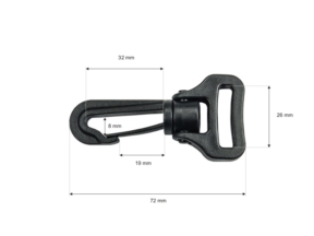 Karabińczyk plastikowy 25 mm obrotowy (bp10) Roch czarny