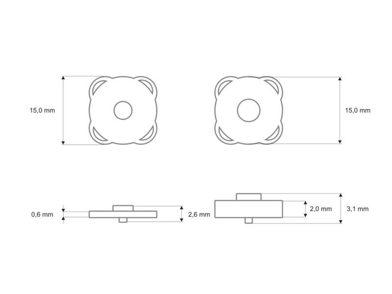 Magnetischer Knopf 15 mm Nickel 200 Stück