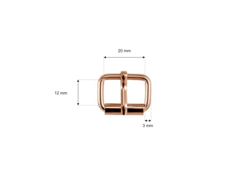 METAL ROLLER BUCKLE SINGLE 20/12/3 MM LIGHT GOLD  WIRE 100 PCS