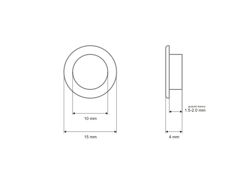 Oczko metalowe z podkładką 10/15/4 mm nikiel