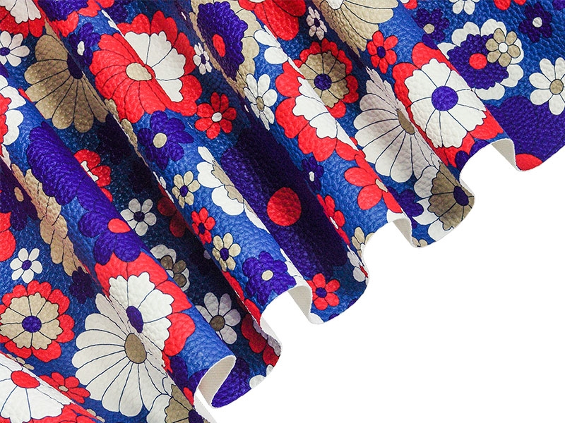 KUNSTLEDER BLAU BLUMEN 140 CM 35 LM