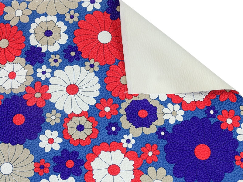 KUNSTLEDER BLAU BLUMEN 140 CM 35 LM