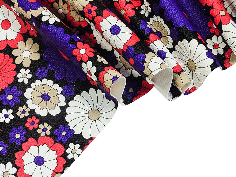 KUNSTLEDER SCHWARZ BLUMEN 140 CM 35 LM