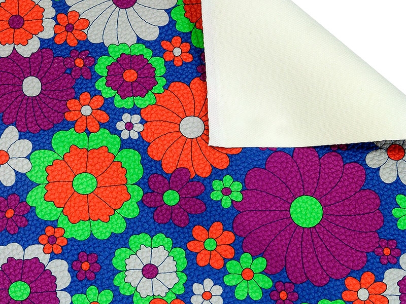KUNSTLEDER GRÜN BLUMEN 140 CM 35 LM