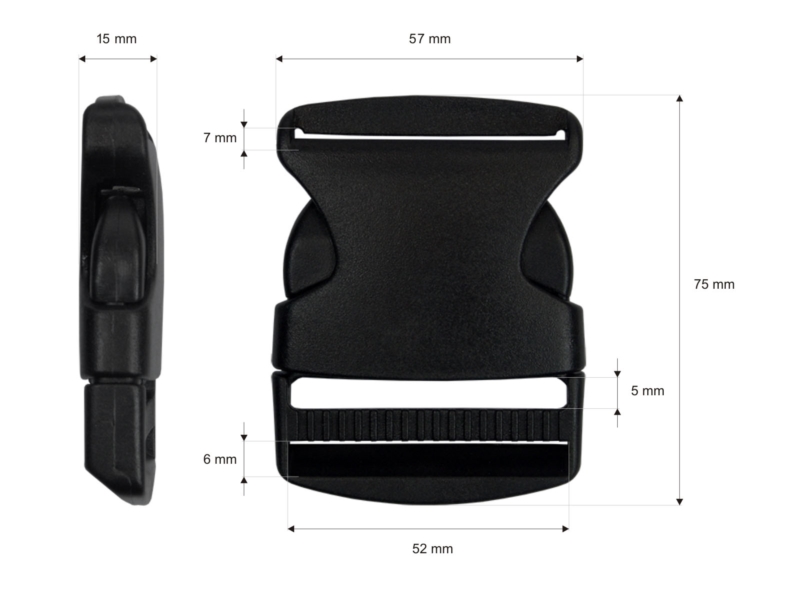 Plastic buckle 50 mm michalina black 100  pcs