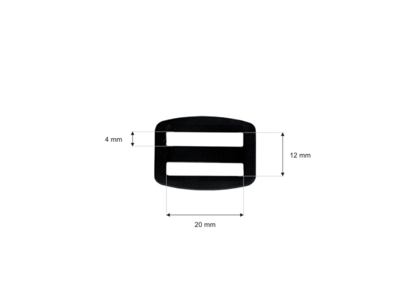 Plastic slide buckle 20/12 mm Ignacy black 100 pcs