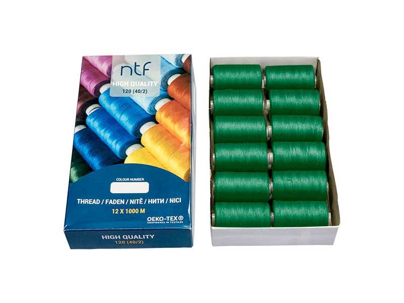 POLYESTEROVÉ NITĚ NTF 40/2ZELENÁ A628  1000 m x 12 ks