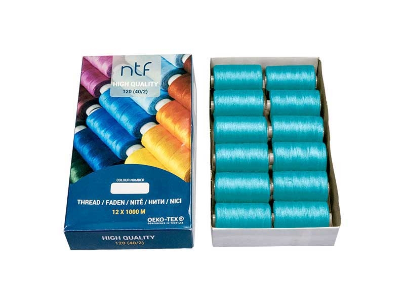 Nici poliestrowe NTF 120 (40/2)  morskozielone A 609 1000 m x 12 szt.