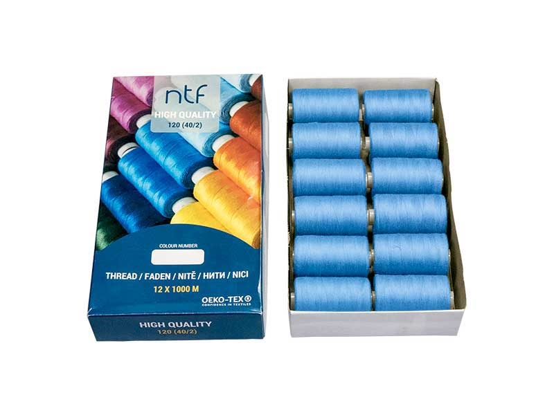 POLYESTER THREADS NTF 40/2 AZURE  A823 1000 M x 12 PCS.