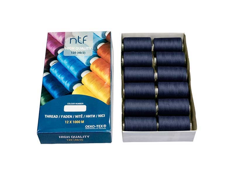 POLYESTER THREADS NTF 40/2 DARK TEAL BLUE A843 1000 M x 12 PCS.