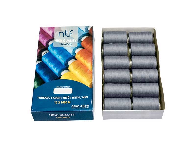 POLYESTEROVÉ NITĚ NTF 40/2OCEL A738  1000 m x 12 ks