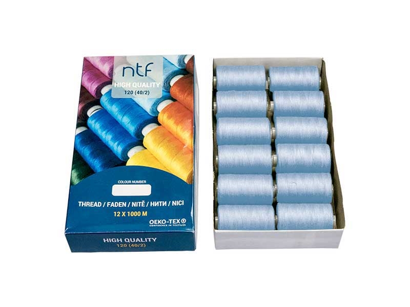 POLYESTER THREADS NTF 40/2 PASTEL LIGHT BLUE A786 1000 M x 12 PCS.