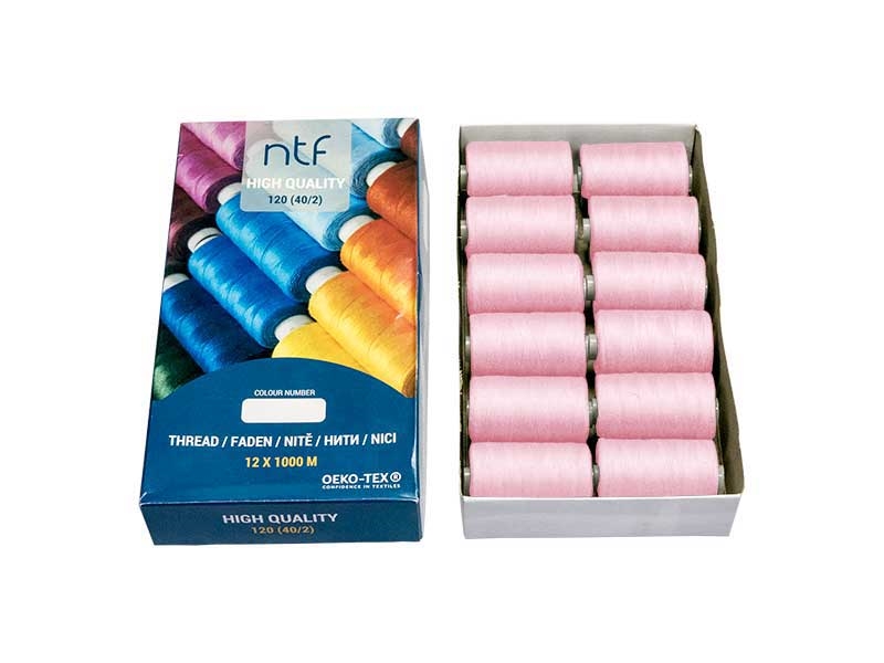 POLYESTER THREADS NTF 40/2 PASTEL PINK A546 1000 M x 12 PCS.