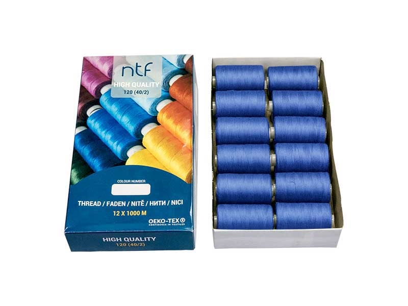 POLYESTEROVÉ NITĚ NTF 40/2MODRÝ A795  1000 m x 12 ks