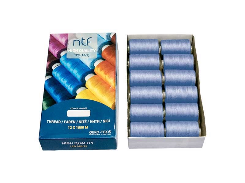 POLYESTEROVÉ NITĚ NTF 40/2DIRTY BLUE A812  1000 m x 12 ks