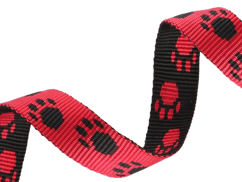 WEBBING 20 MM / 1,3 MM BLACK-RED IN THE PAWS PP 50 MB