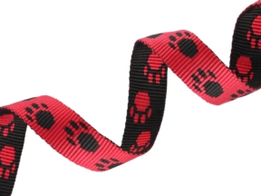 Polypropylen Trägerband 20 mm schwarz und rot mit Pfoten