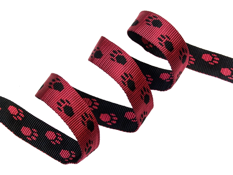 WEBBING 25 MM / 1,3 MM BLACK-RED IN THE PAWS PP 50 MB