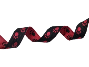 Polypropylen-Trägerband 25 mm schwarz und rot mit Pfoten