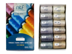 Nici poliestrowe NTF 120 (40/2) zestaw winter 1000 m x 12 szt.