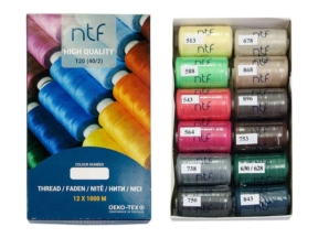 Nici poliestrowe NTF 120 (40/2) zestaw spring 1000 m x 12 szt.