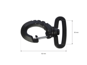 Karabińczyk plastikowy 30 mm obrotowy (CTG) czarny