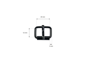 Klamra rymarska jednozaczepowa 20/12/3 mm czarny mat drut