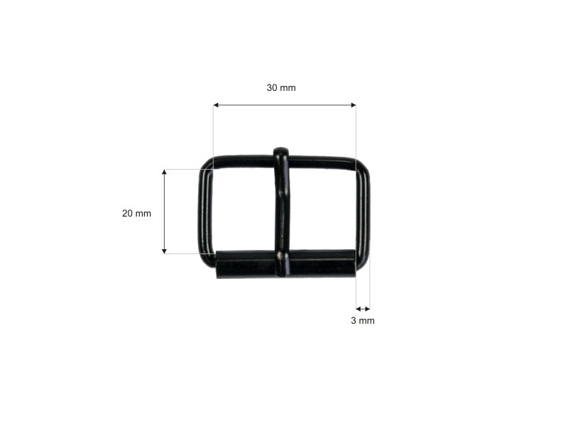 METAL ROLLER BUCKLE SINGLE 30/20/3 MM MATT BLACK WIRE 100 PCS