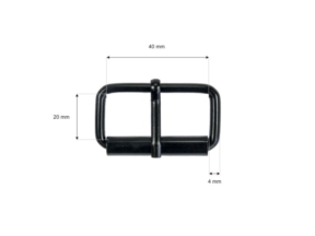 Klamra rymarska jednozaczepowa 40/20/4 mm czarny mat drut