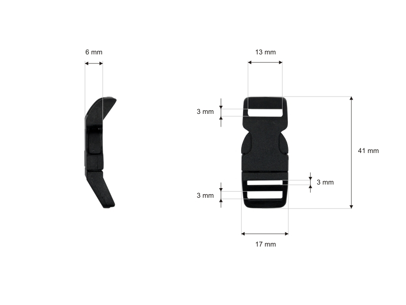 Plastic buckle 13 mm saba black 100 pcs