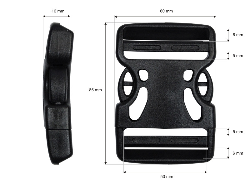 Plastic buckle 50 mm berenika black 50 pcs