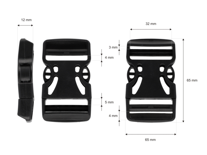 Plastic buckle 32 mm berenika black 100 pcs