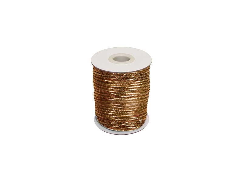 Gummikordel 1,5 mm rosa-gold polyester 50 lm