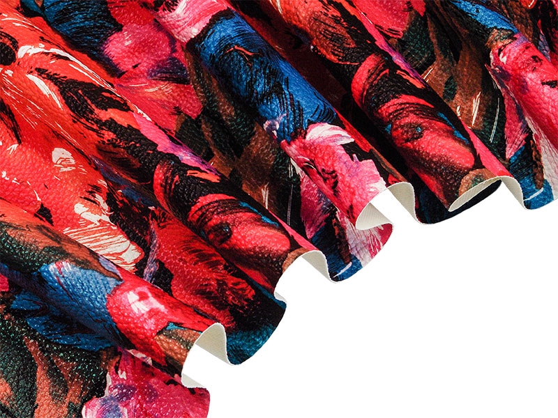 IMITATION LEATHER RED PAINTED FLOWERS 140 CM 1 MB
