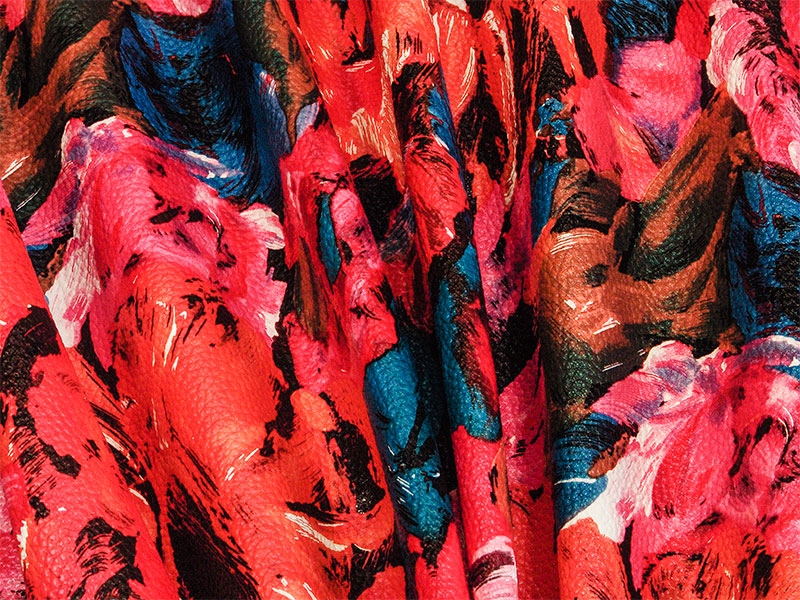 KUNSTLEDER ROT GEMALTE BLUMEN 140 CM 1 LM